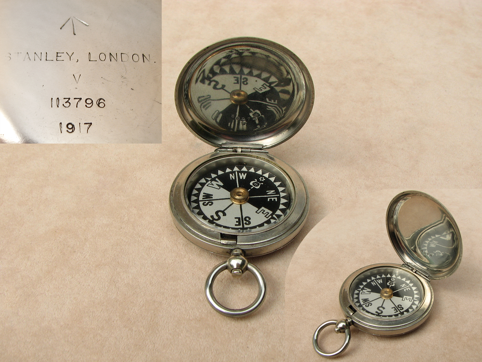 Genuine WW1 Officers MK V pocket compass signed Stanley London